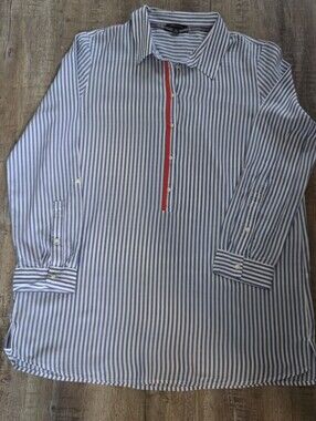 Tommy Hilfiger Blue & White Striped Button-Front Shirt Dress XL